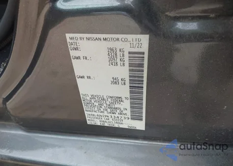 2023 Nissan Altima Sv Fwd из США, поврежденный, VIN 1N4BL4DV2PN334739